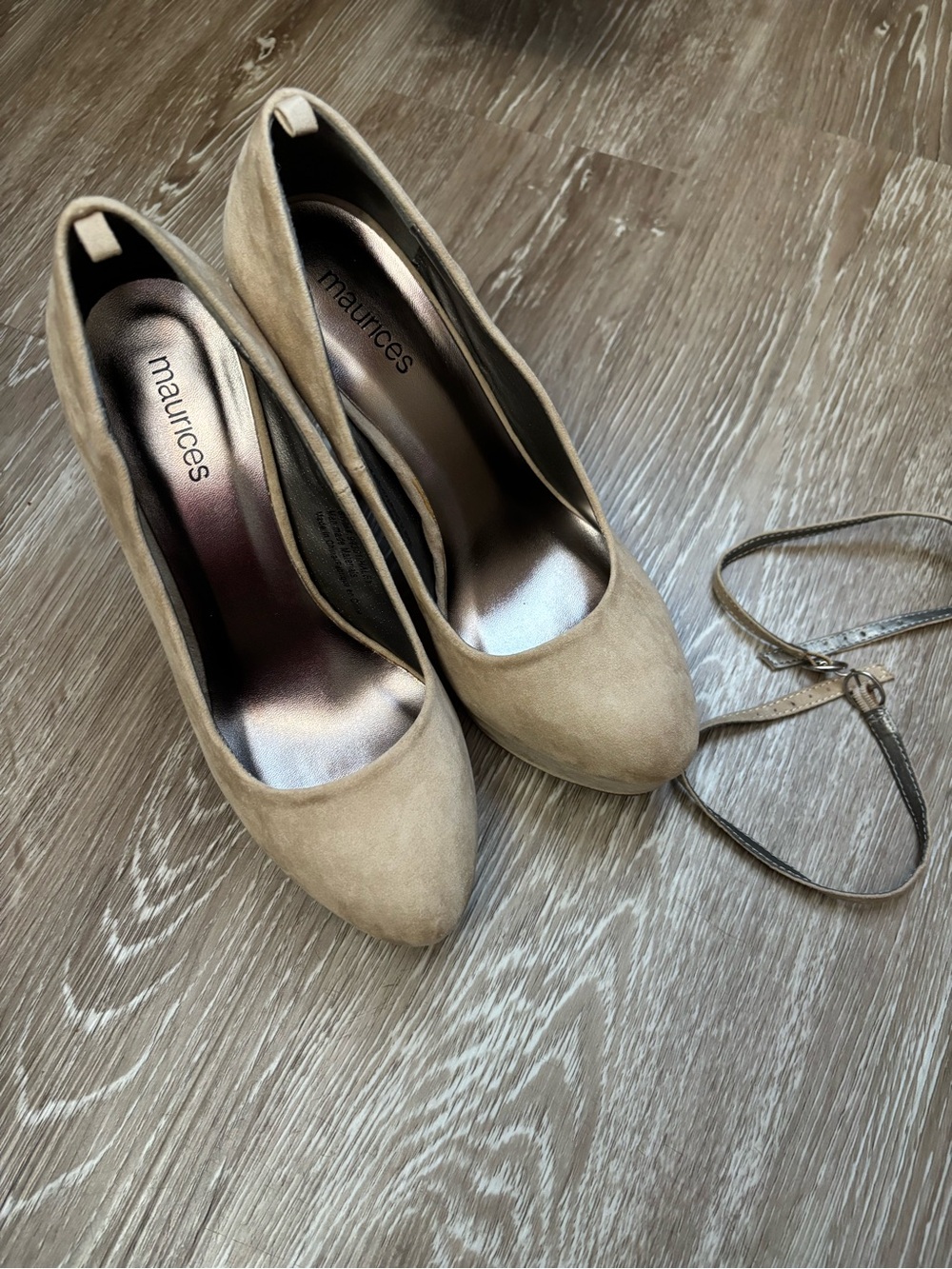 Maurices Taupe Suede Almond Toe Pumps
